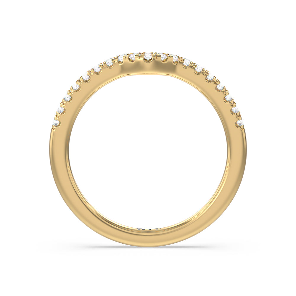 Something Blue Veronica Spire Under Halo Diamond Wedding Band with 18KT Yellow Gold Cut Diamond in 14KT Yellow Gold view 2
