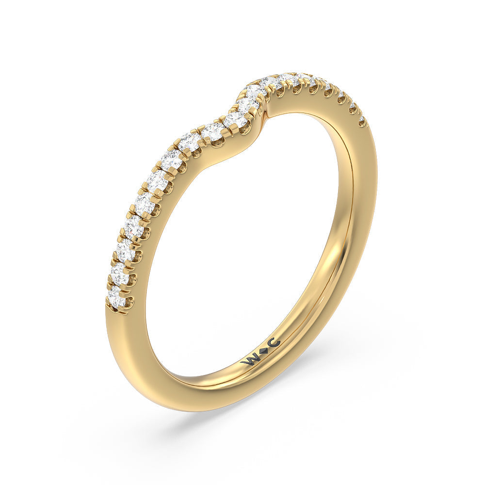 Something Blue Veronica Spire Under Halo Diamond Wedding Band with 18KT Yellow Gold Cut Diamond in 14KT Yellow Gold view 4
