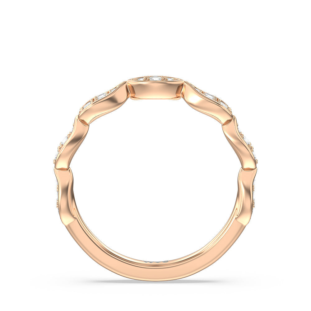 Something Blue Gerbera Under Halo Diamond Wedding Band with 18KT Rose Gold Cut Diamond in 14KT Rose Gold view 2

