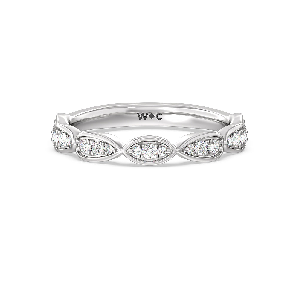 Something Blue Gerbera Under Halo Diamond Wedding Band with Platinum Cut Diamond in 14KT Platinum view 1
