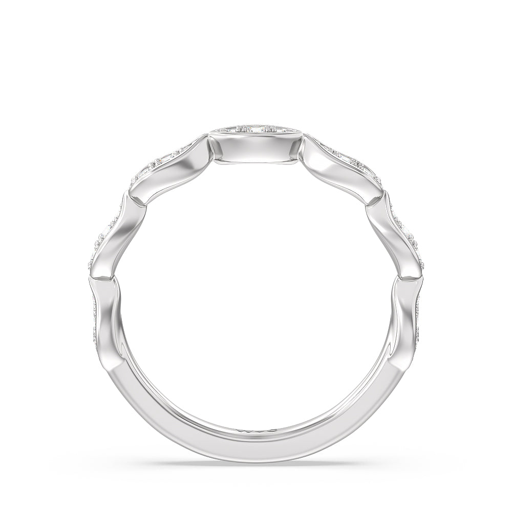 Something Blue Gerbera Under Halo Diamond Wedding Band with Platinum Cut Diamond in 14KT Platinum view 2
