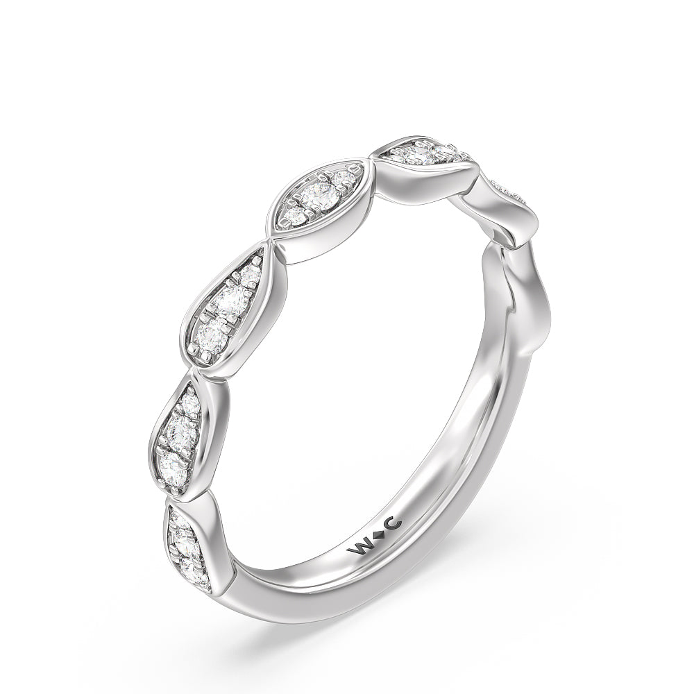 Something Blue Gerbera Under Halo Diamond Wedding Band with Platinum Cut Diamond in 14KT Platinum view 4
