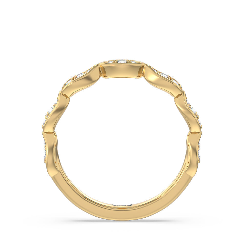 Something Blue Gerbera Under Halo Diamond Wedding Band with 18KT Yellow Gold Cut Diamond in 14KT Yellow Gold view 2
