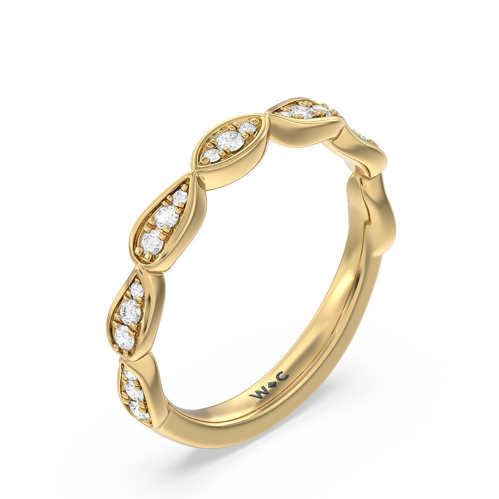 Something Blue Gerbera Under Halo Diamond Wedding Band with 18KT Yellow Gold Cut Diamond in 14KT Yellow Gold view 4
