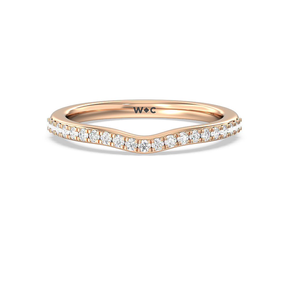 Something Blue Hydrangea Bloom Halo Diamond Wedding Band with 18KT Rose Gold Cut Diamond in 14KT Rose Gold view 1
