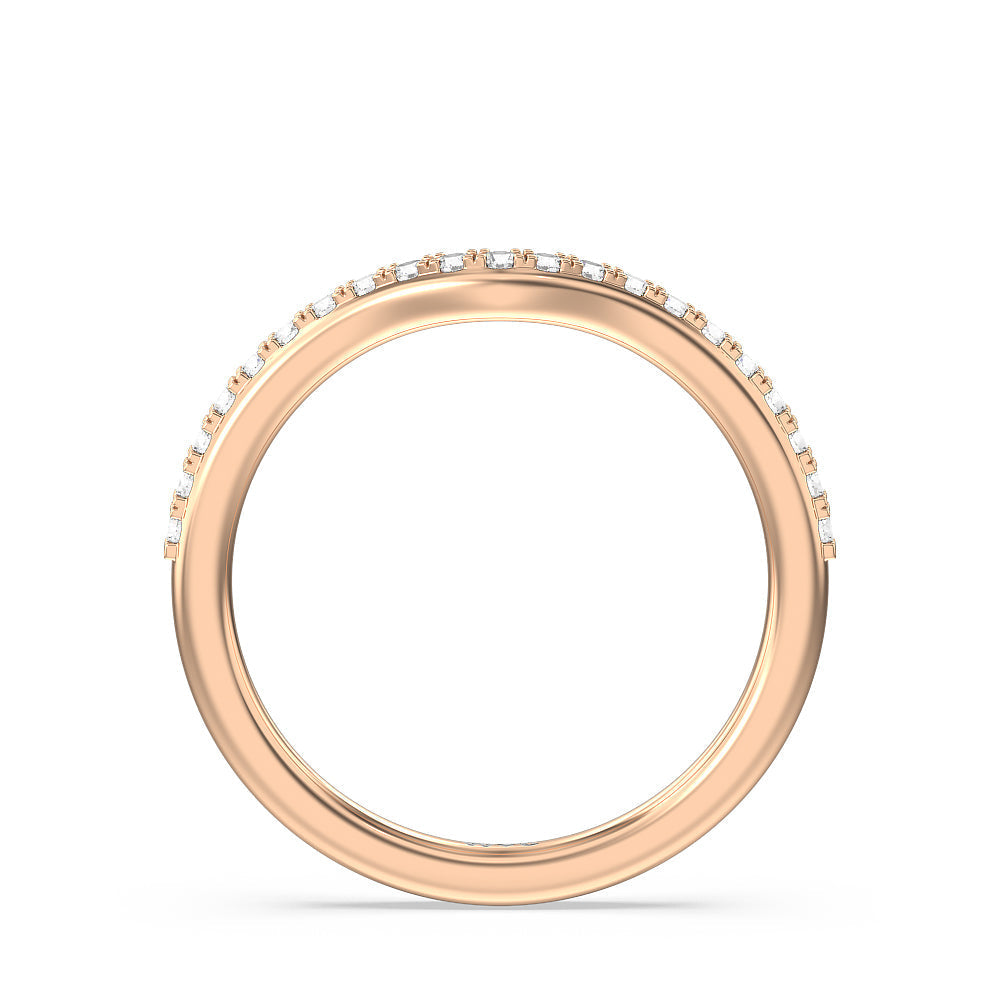 Something Blue Hydrangea Bloom Halo Diamond Wedding Band with 18KT Rose Gold Cut Diamond in 14KT Rose Gold view 2
