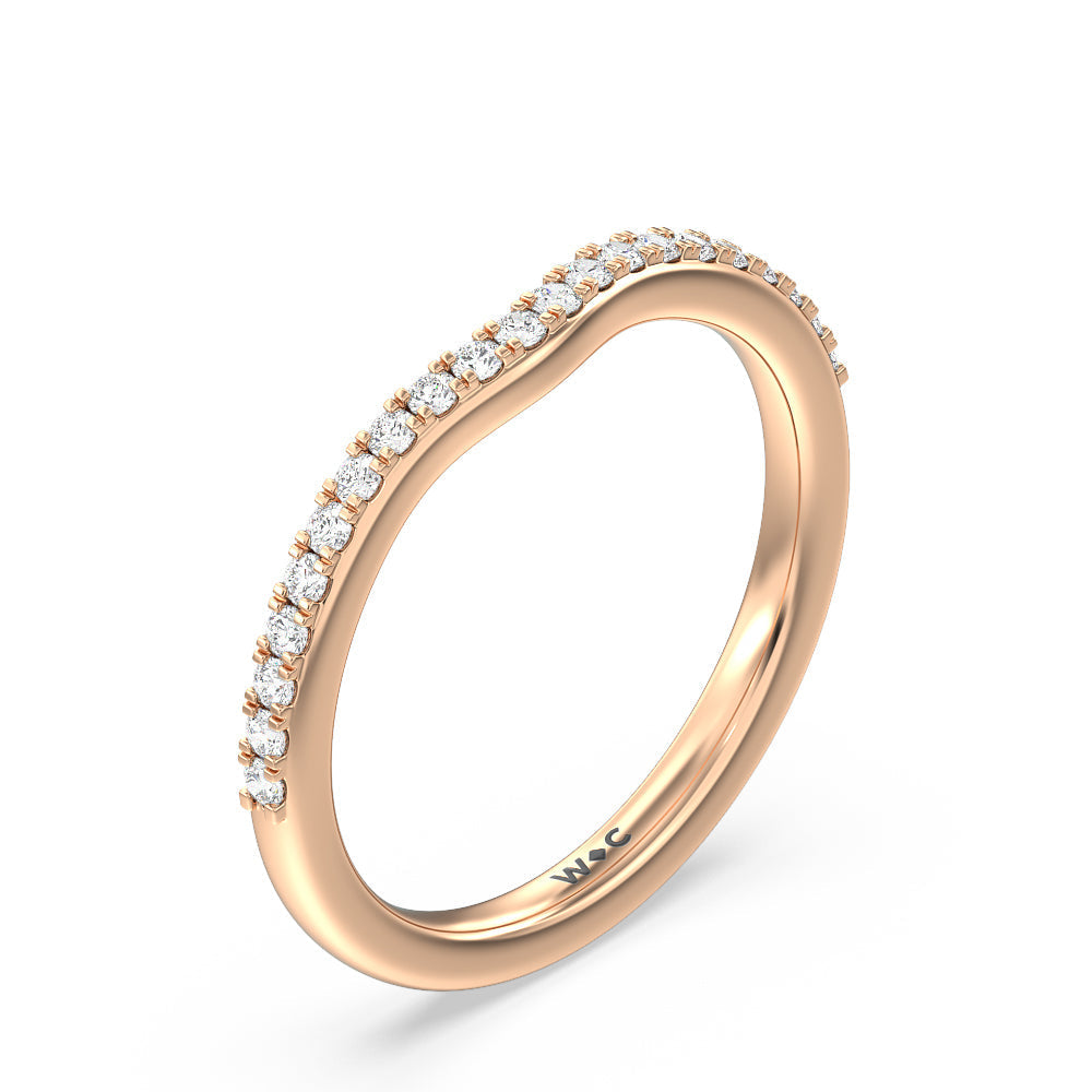 Something Blue Hydrangea Bloom Halo Diamond Wedding Band with 18KT Rose Gold Cut Diamond in 14KT Rose Gold view 4

