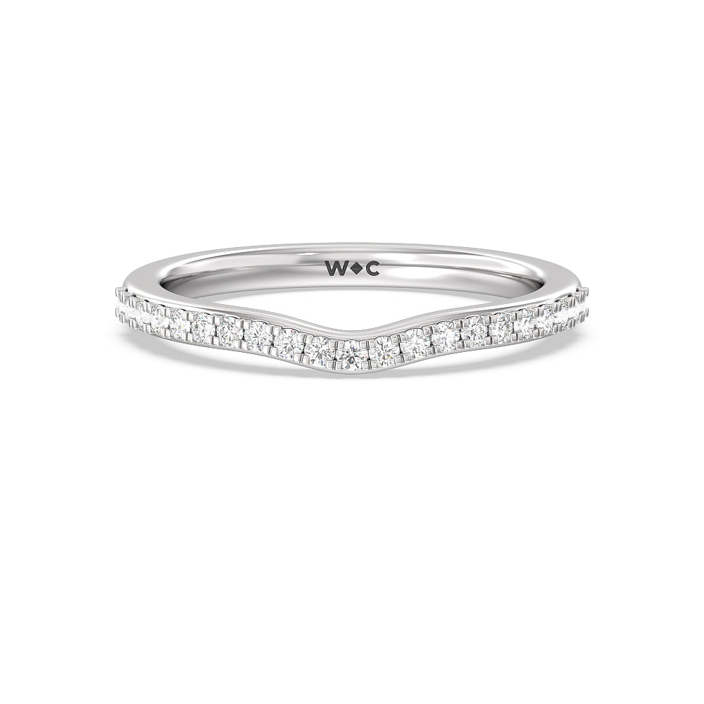 Something Blue Hydrangea Bloom Halo Diamond Wedding Band with Platinum Cut Diamond in 14KT Platinum view 1
