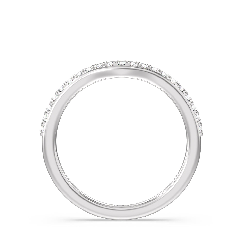 Something Blue Hydrangea Bloom Halo Diamond Wedding Band with Platinum Cut Diamond in 14KT Platinum view 2
