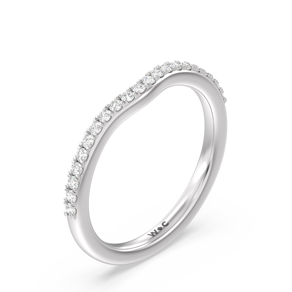 Something Blue Hydrangea Bloom Halo Diamond Wedding Band with Platinum Cut Diamond in 14KT Platinum view 4
