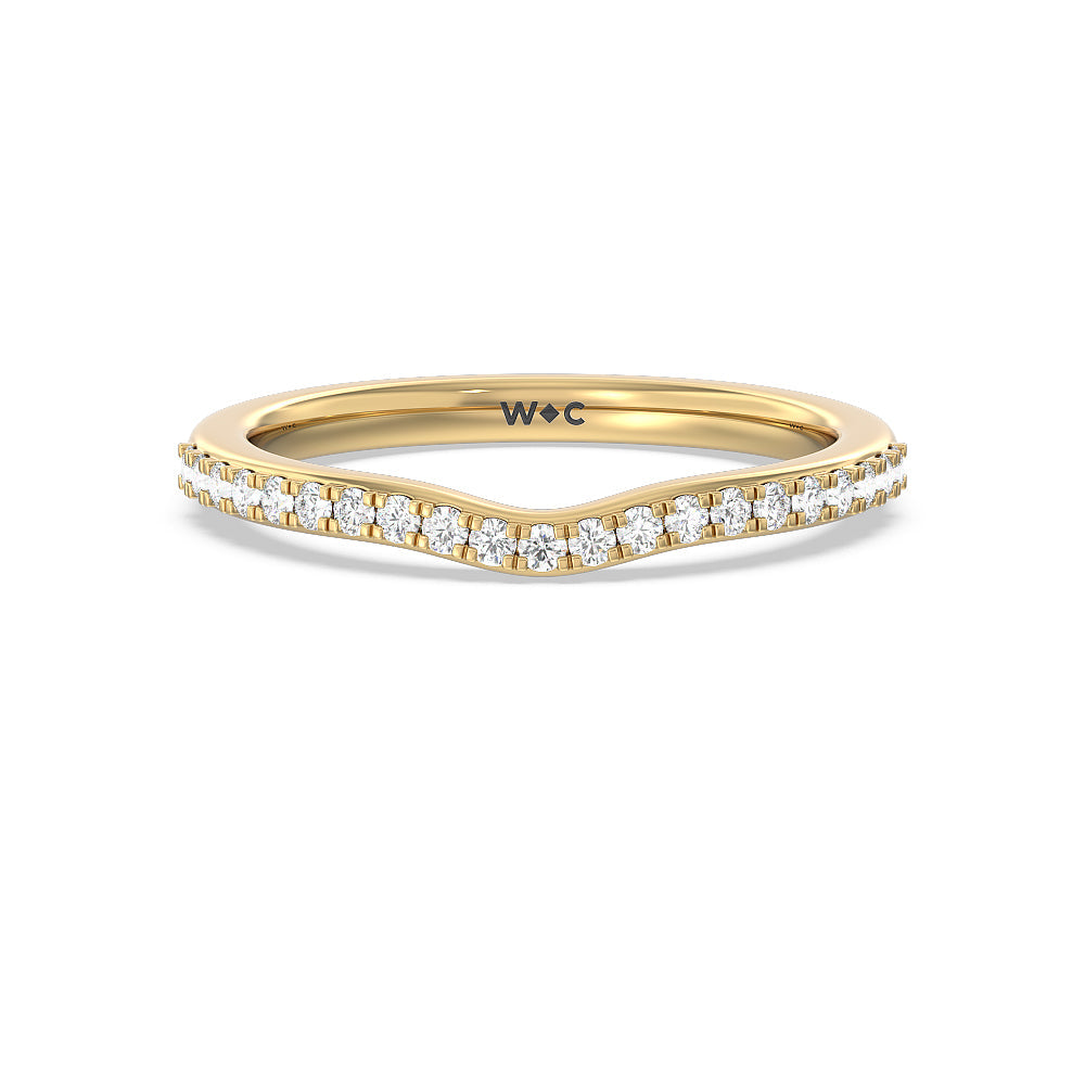 Something Blue Hydrangea Bloom Halo Diamond Wedding Band with 18KT Yellow Gold Cut Diamond in 14KT Yellow Gold view 1
