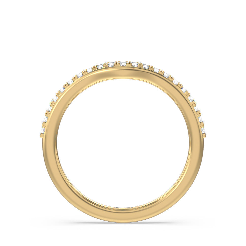 Something Blue Hydrangea Bloom Halo Diamond Wedding Band with 18KT Yellow Gold Cut Diamond in 14KT Yellow Gold view 2
