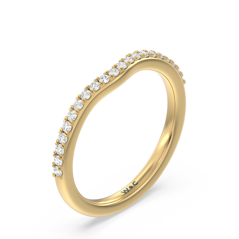 Something Blue Hydrangea Bloom Halo Diamond Wedding Band with 18KT Yellow Gold Cut Diamond in 14KT Yellow Gold view 4
