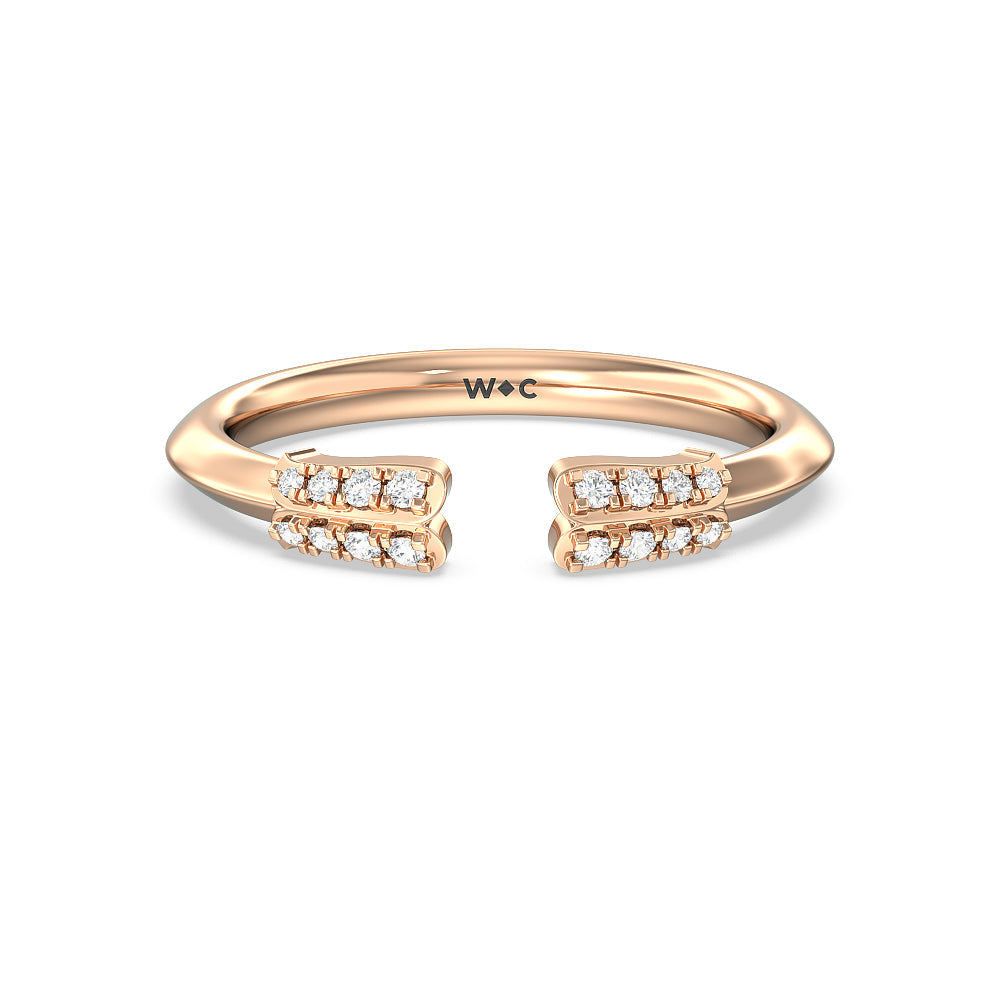 Something Blue Bluebell Floral Diamond Wedding Band with 18KT Rose Gold Cut Diamond in 14KT Rose Gold view 1
