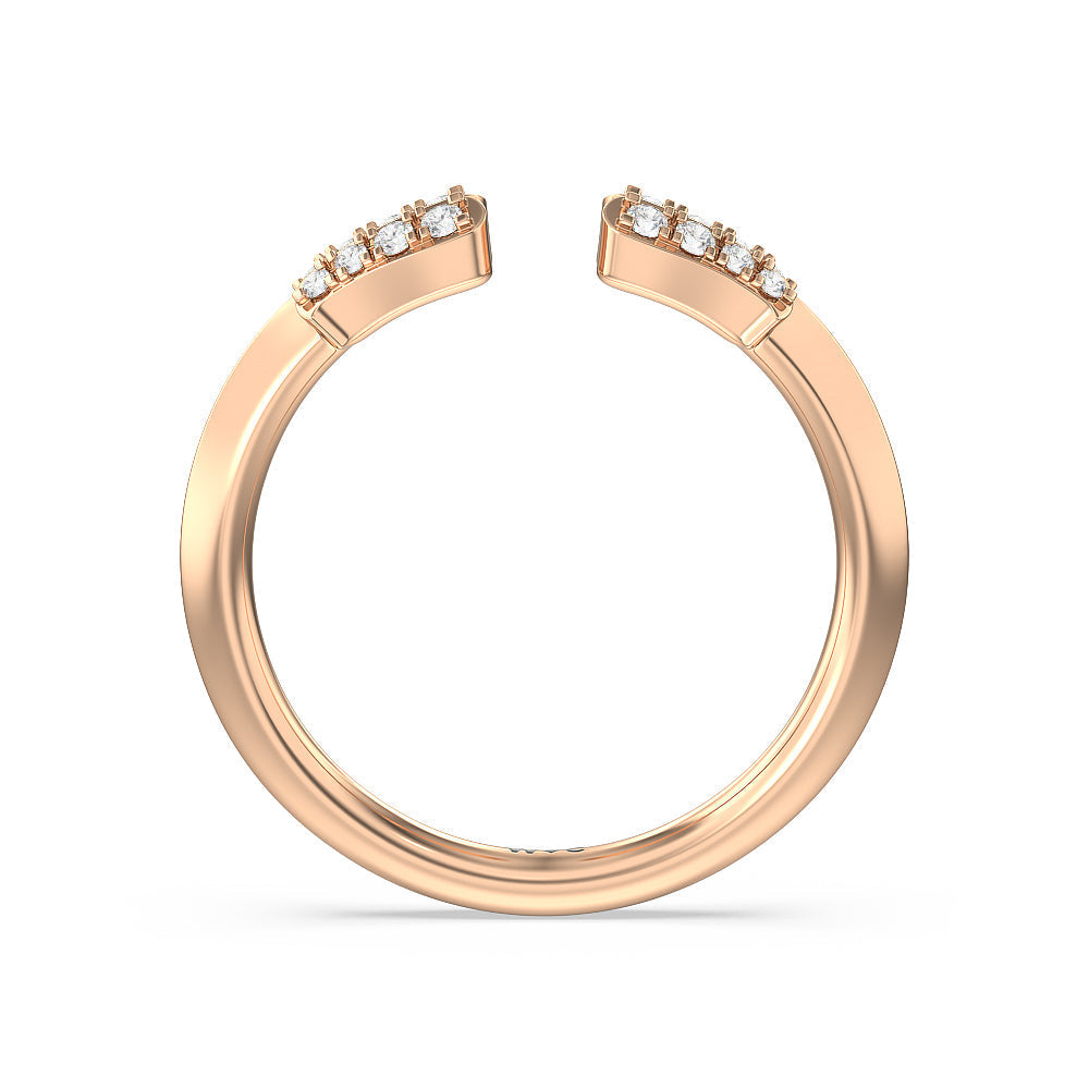 Something Blue Bluebell Floral Diamond Wedding Band with 18KT Rose Gold Cut Diamond in 14KT Rose Gold view 2
