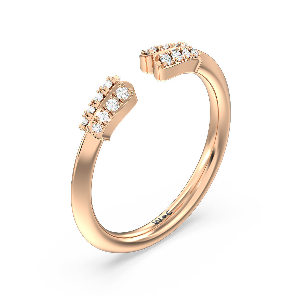 Something Blue Bluebell Floral Diamond Wedding Band with 18KT Rose Gold Cut Diamond in 14KT Rose Gold view 4
