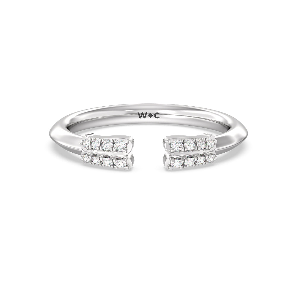 Something Blue Bluebell Floral Diamond Wedding Band with Platinum Cut Diamond in 14KT Platinum view 1
