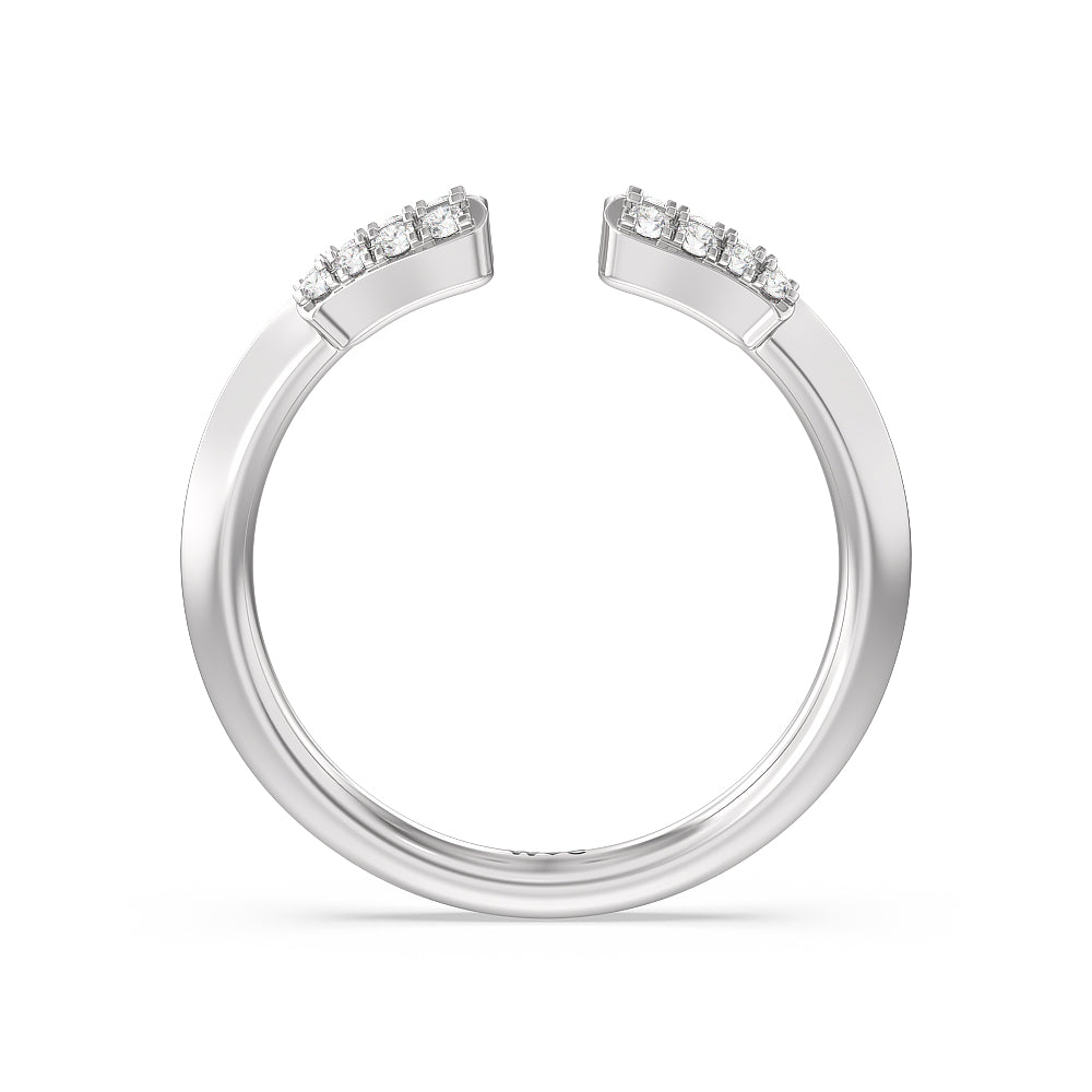 Something Blue Bluebell Floral Diamond Wedding Band with Platinum Cut Diamond in 14KT Platinum view 2
