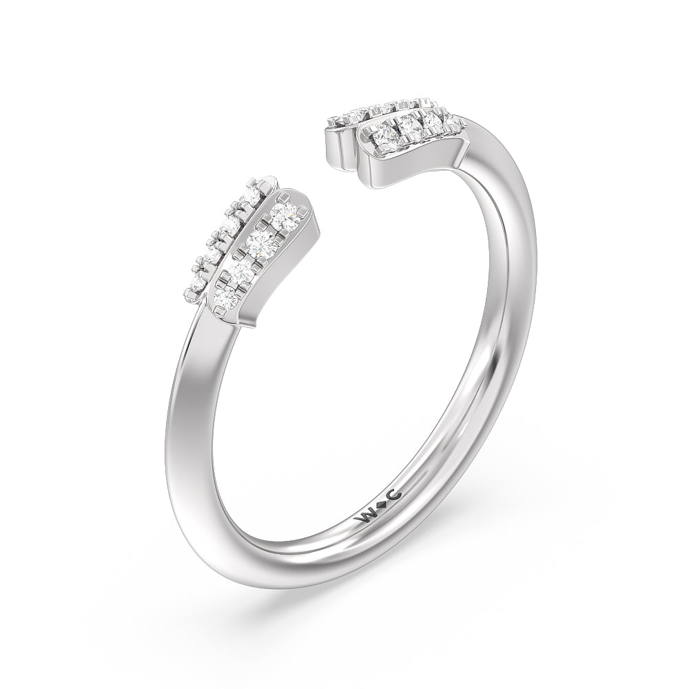 Something Blue Bluebell Floral Diamond Wedding Band with Platinum Cut Diamond in 14KT Platinum view 4
