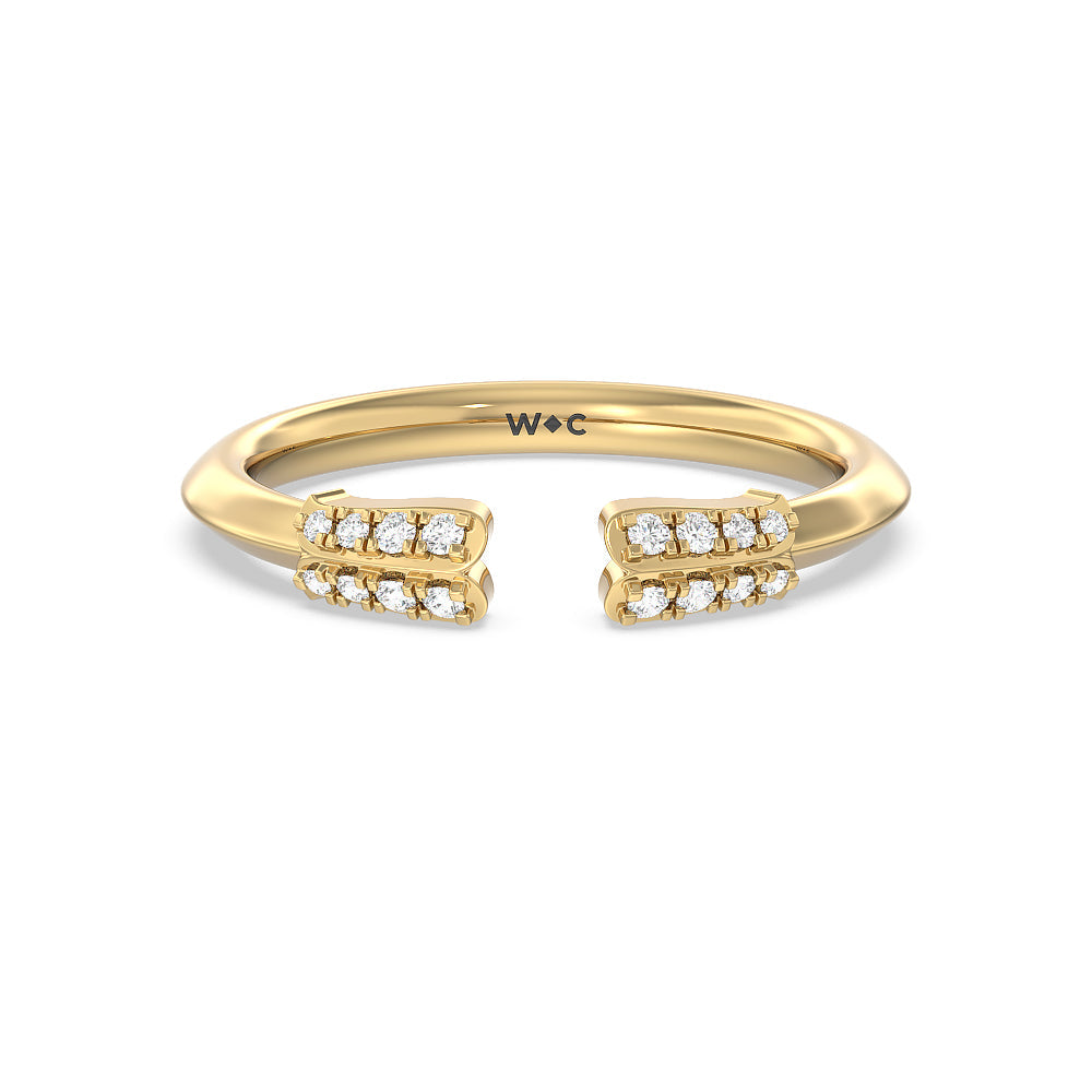 Something Blue Bluebell Floral Diamond Wedding Band with 18KT Yellow Gold Cut Diamond in 14KT Yellow Gold view 1
