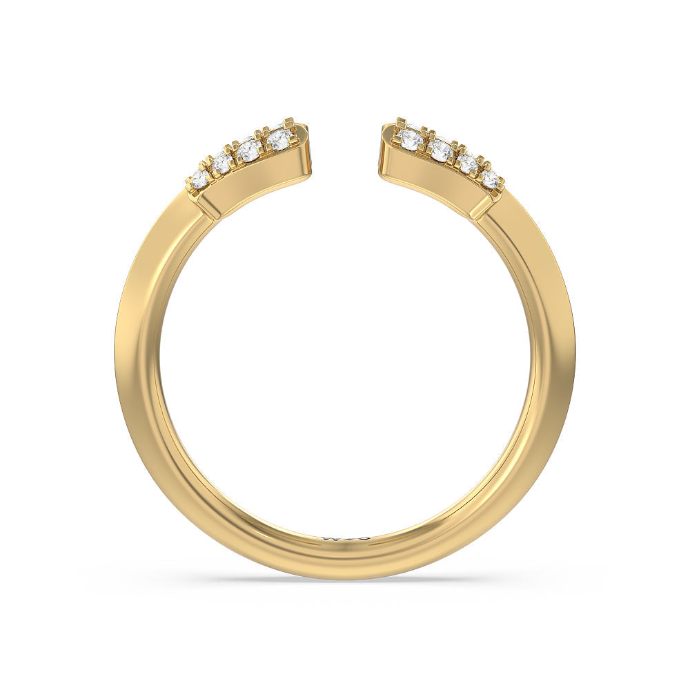 Something Blue Bluebell Floral Diamond Wedding Band with 18KT Yellow Gold Cut Diamond in 14KT Yellow Gold view 2
