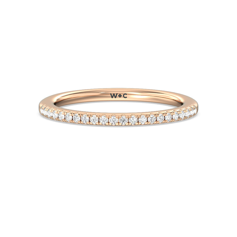 Something Blue Periwinkle Under Halo Diamond Wedding Band with 18KT Rose Gold Cut Diamond in 14KT Rose Gold view 1
