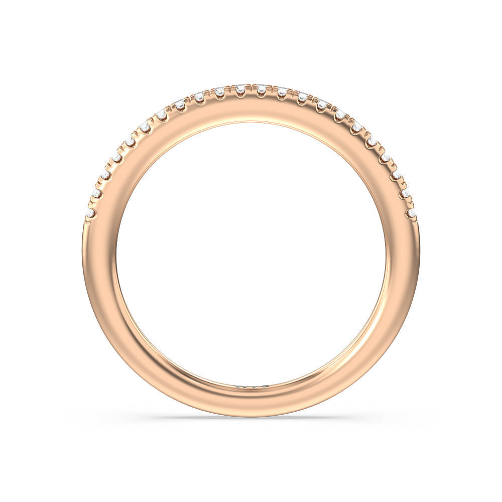 Something Blue Periwinkle Under Halo Diamond Wedding Band with 18KT Rose Gold Cut Diamond in 14KT Rose Gold view 2
