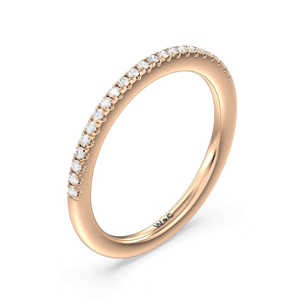Something Blue Periwinkle Under Halo Diamond Wedding Band with 18KT Rose Gold Cut Diamond in 14KT Rose Gold view 4
