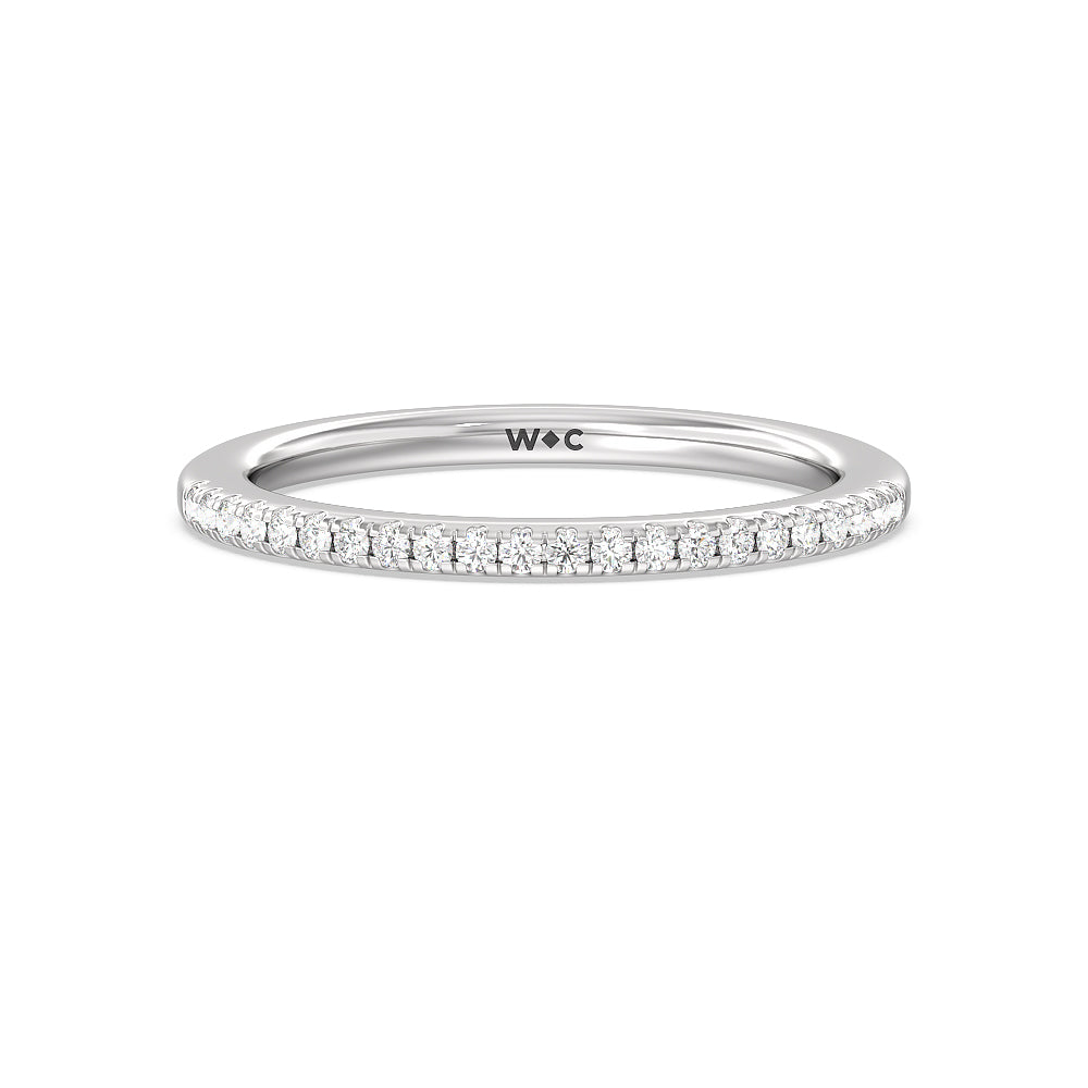 Something Blue Periwinkle Under Halo Diamond Wedding Band with Platinum Cut Diamond in 14KT Platinum view 1
