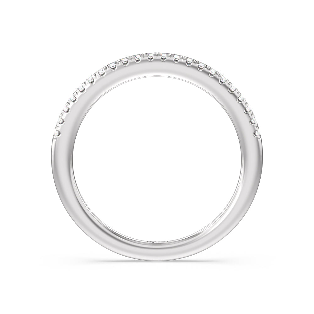 Something Blue Periwinkle Under Halo Diamond Wedding Band with Platinum Cut Diamond in 14KT Platinum view 2
