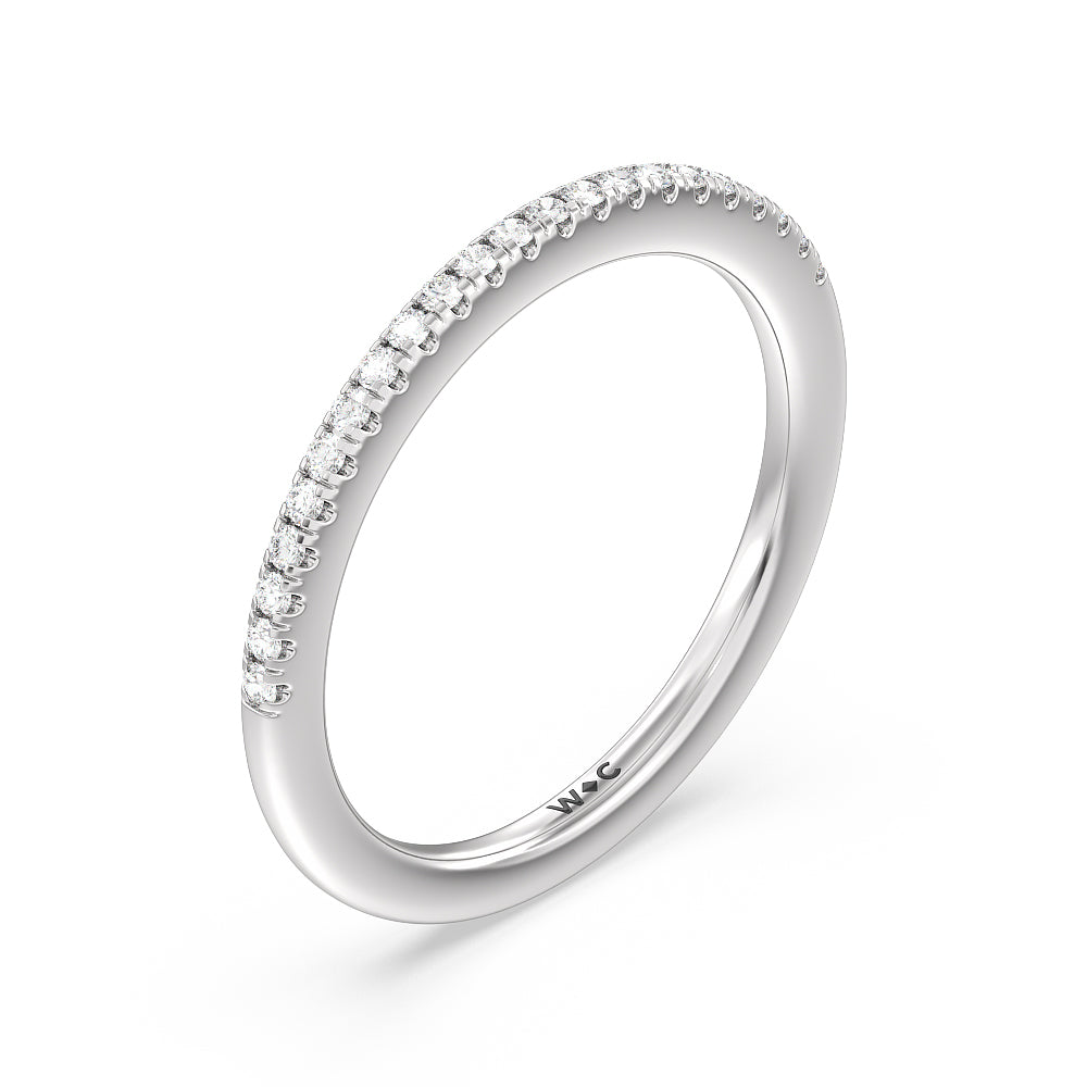 Something Blue Periwinkle Under Halo Diamond Wedding Band with Platinum Cut Diamond in 14KT Platinum view 4
