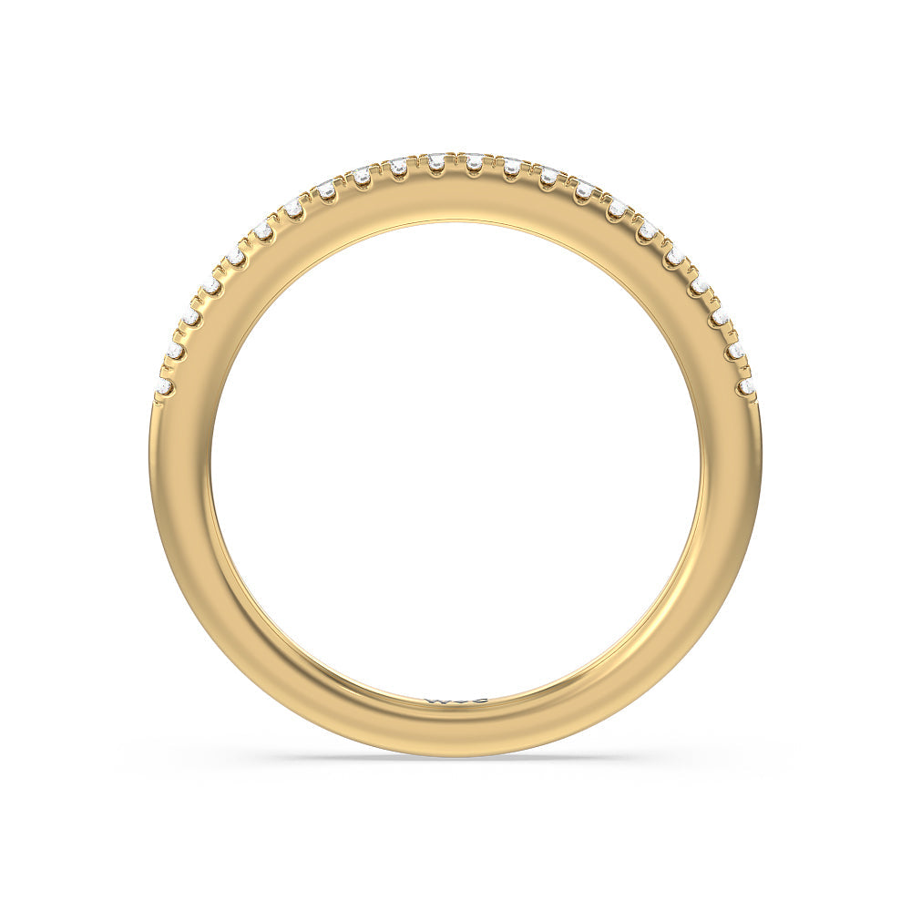 Something Blue Periwinkle Under Halo Diamond Wedding Band with 18KT Yellow Gold Cut Diamond in 14KT Yellow Gold view 2
