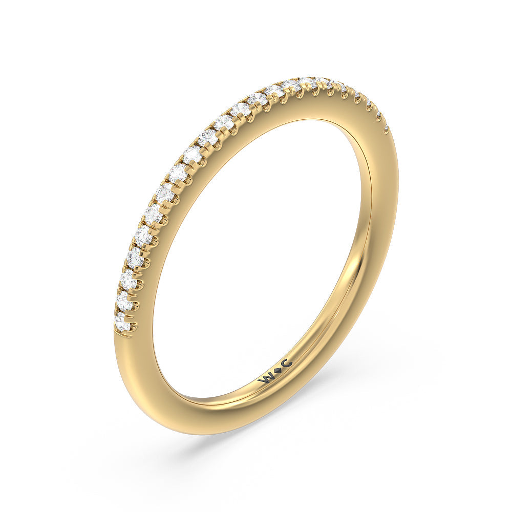 Something Blue Periwinkle Under Halo Diamond Wedding Band with 18KT Yellow Gold Cut Diamond in 14KT Yellow Gold view 4
