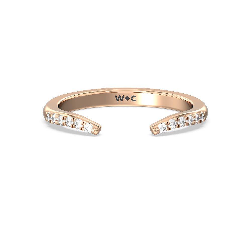 Something Blue Knife Edge Trillion Diamond Cuff Wedding Band with 18KT Rose Gold Cut Diamond in 14KT Rose Gold view 1
