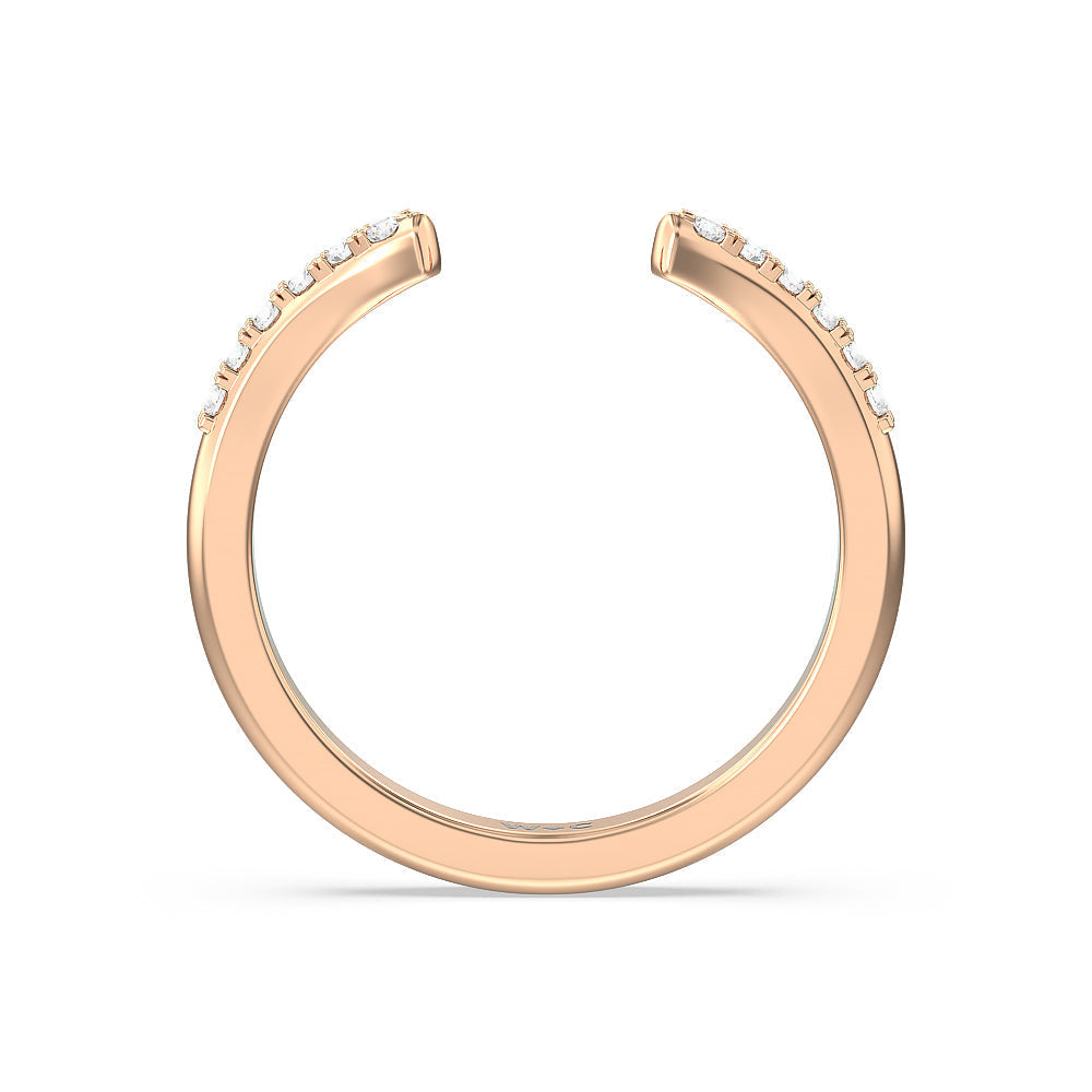 Something Blue Knife Edge Trillion Diamond Cuff Wedding Band with 18KT Rose Gold Cut Diamond in 14KT Rose Gold view 2
