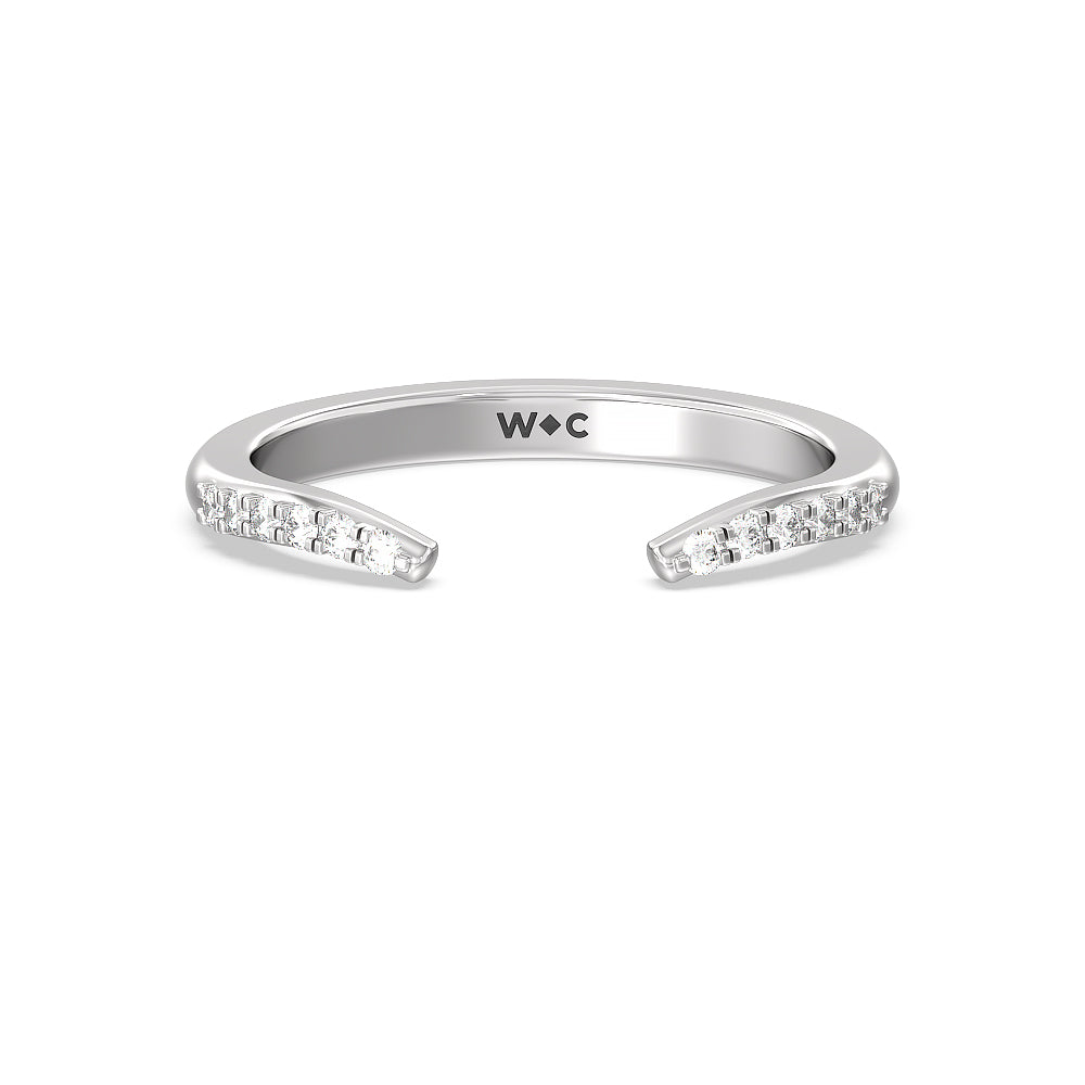 Something Blue Knife Edge Trillion Diamond Cuff Wedding Band with Platinum Cut Diamond in 14KT Platinum view 1
