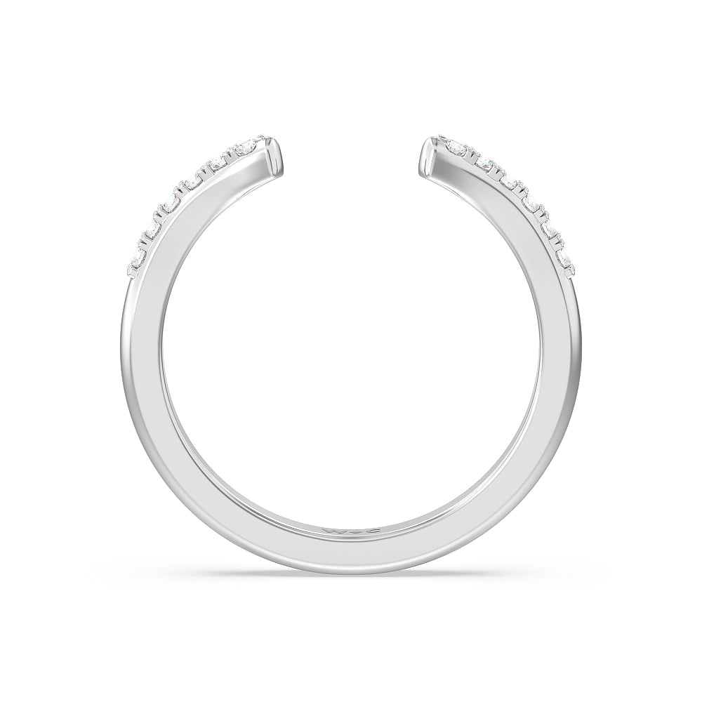 Something Blue Knife Edge Trillion Diamond Cuff Wedding Band with Platinum Cut Diamond in 14KT Platinum view 2
