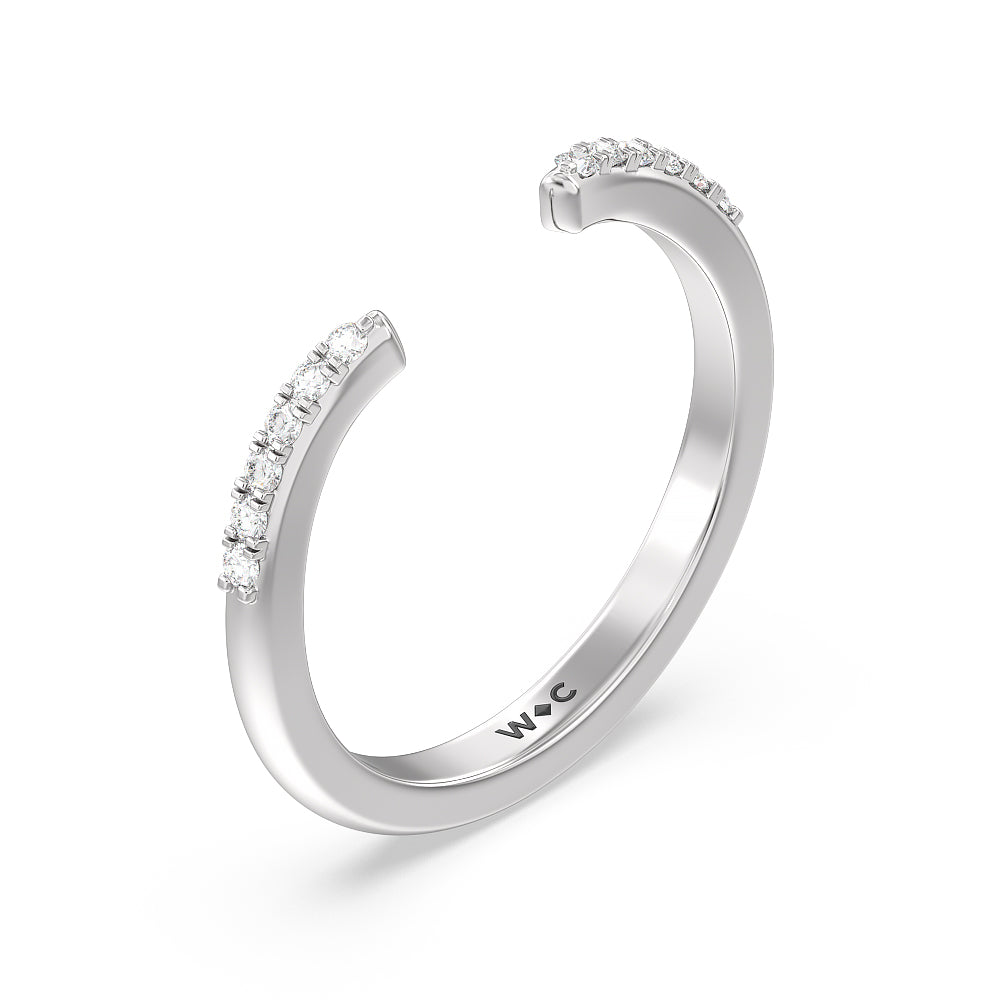 Something Blue Knife Edge Trillion Diamond Cuff Wedding Band with Platinum Cut Diamond in 14KT Platinum view 4
