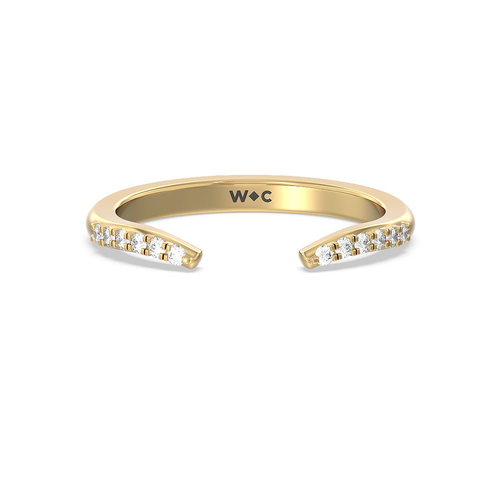 Something Blue Knife Edge Trillion Diamond Cuff Wedding Band with 18KT Yellow Gold Cut Diamond in 14KT Yellow Gold view 1
