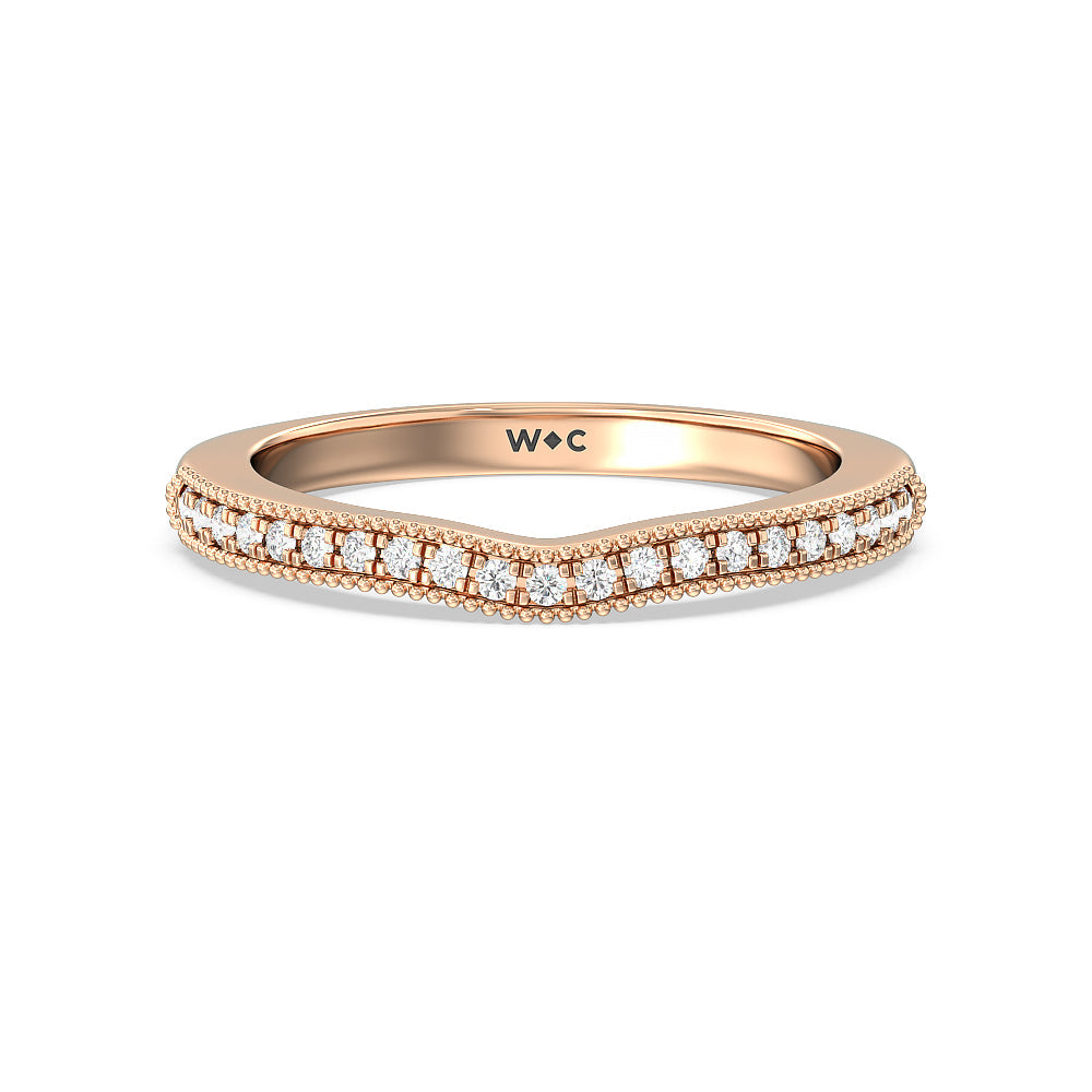 Something Blue Orchid Knife Edge Diamond Wedding Band with 18KT Rose Gold Cut Diamond in 14KT Rose Gold view 1
