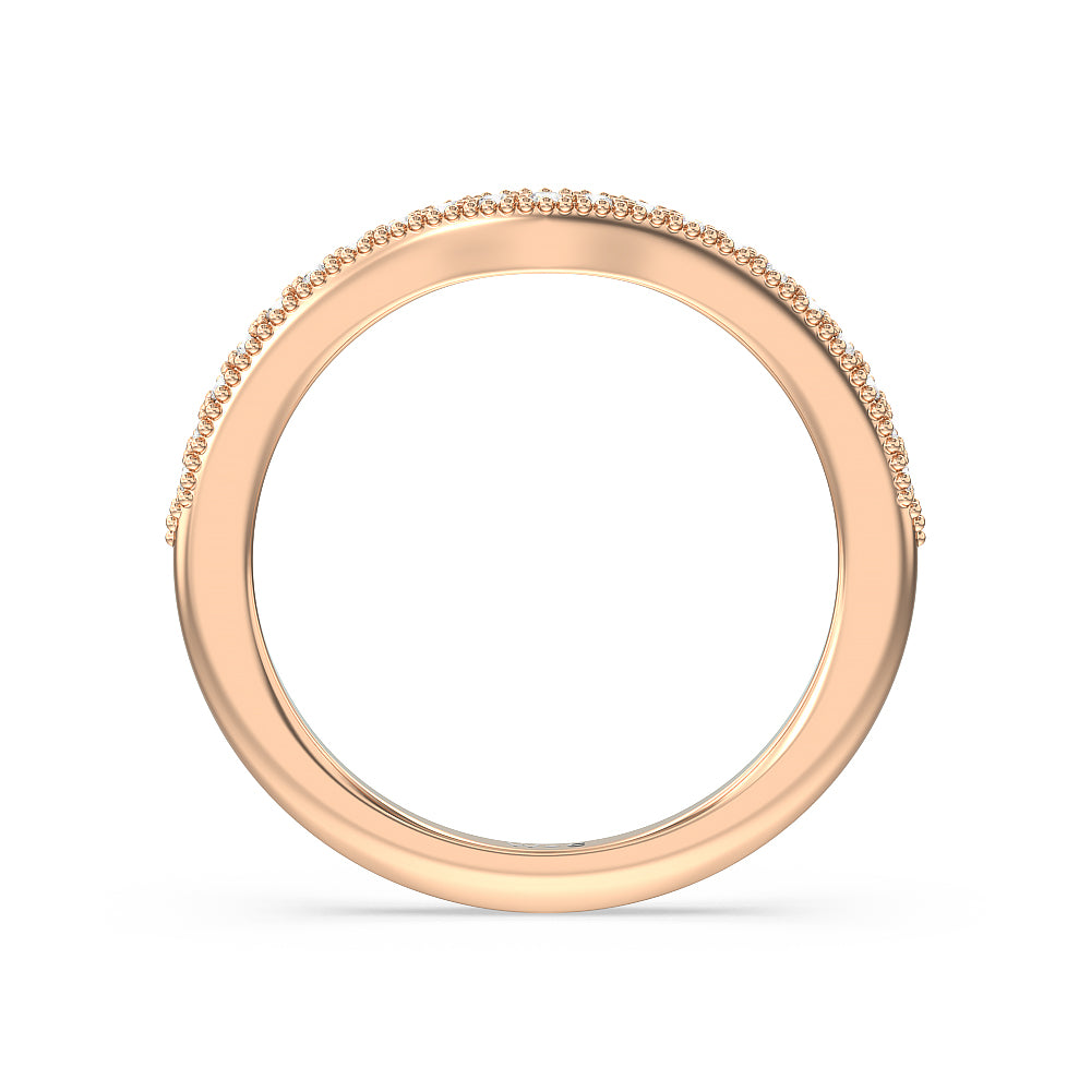 Something Blue Orchid Knife Edge Diamond Wedding Band with 18KT Rose Gold Cut Diamond in 14KT Rose Gold view 2
