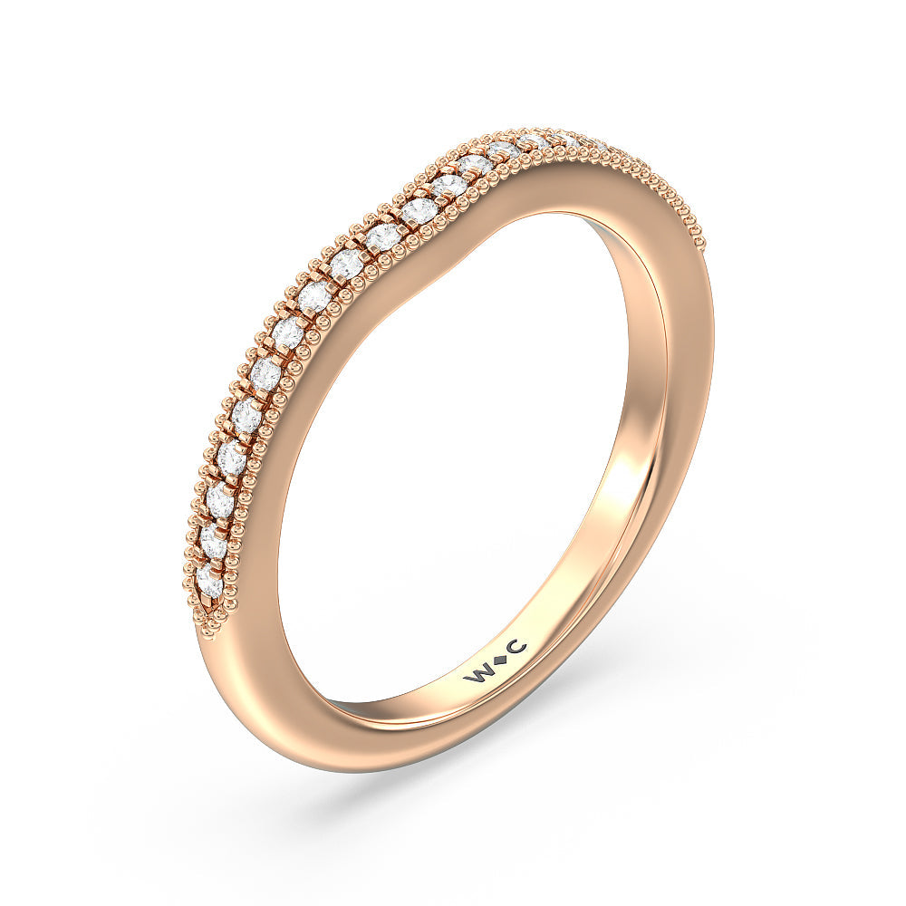 Something Blue Orchid Knife Edge Diamond Wedding Band with 18KT Rose Gold Cut Diamond in 14KT Rose Gold view 4
