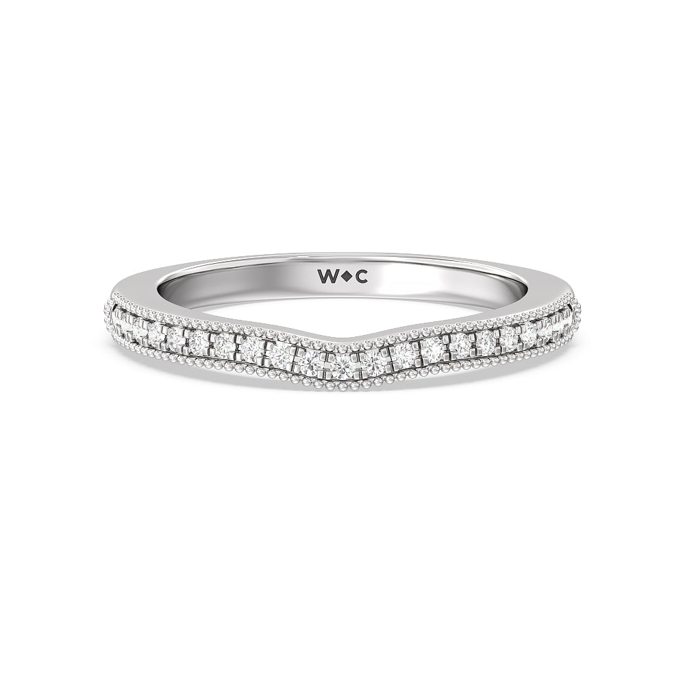 Something Blue Orchid Knife Edge Diamond Wedding Band with Platinum Cut Diamond in 14KT Platinum view 1
