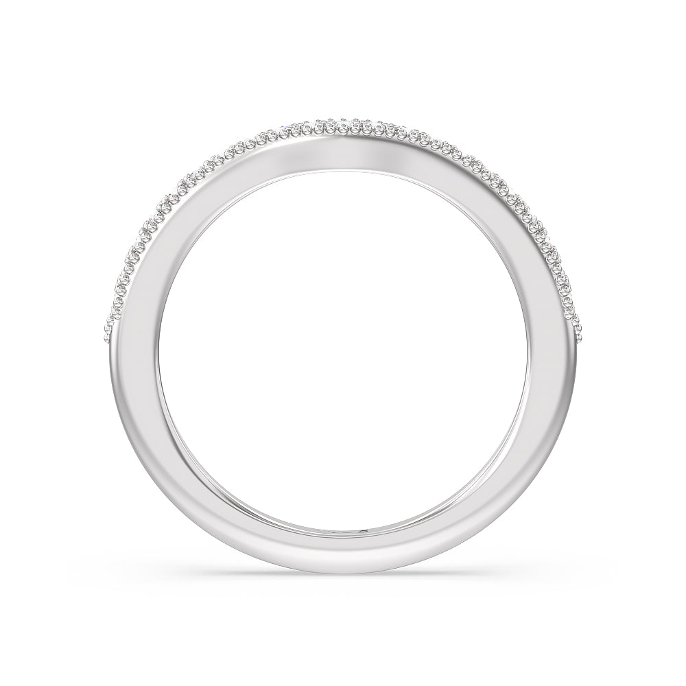 Something Blue Orchid Knife Edge Diamond Wedding Band with Platinum Cut Diamond in 14KT Platinum view 2
