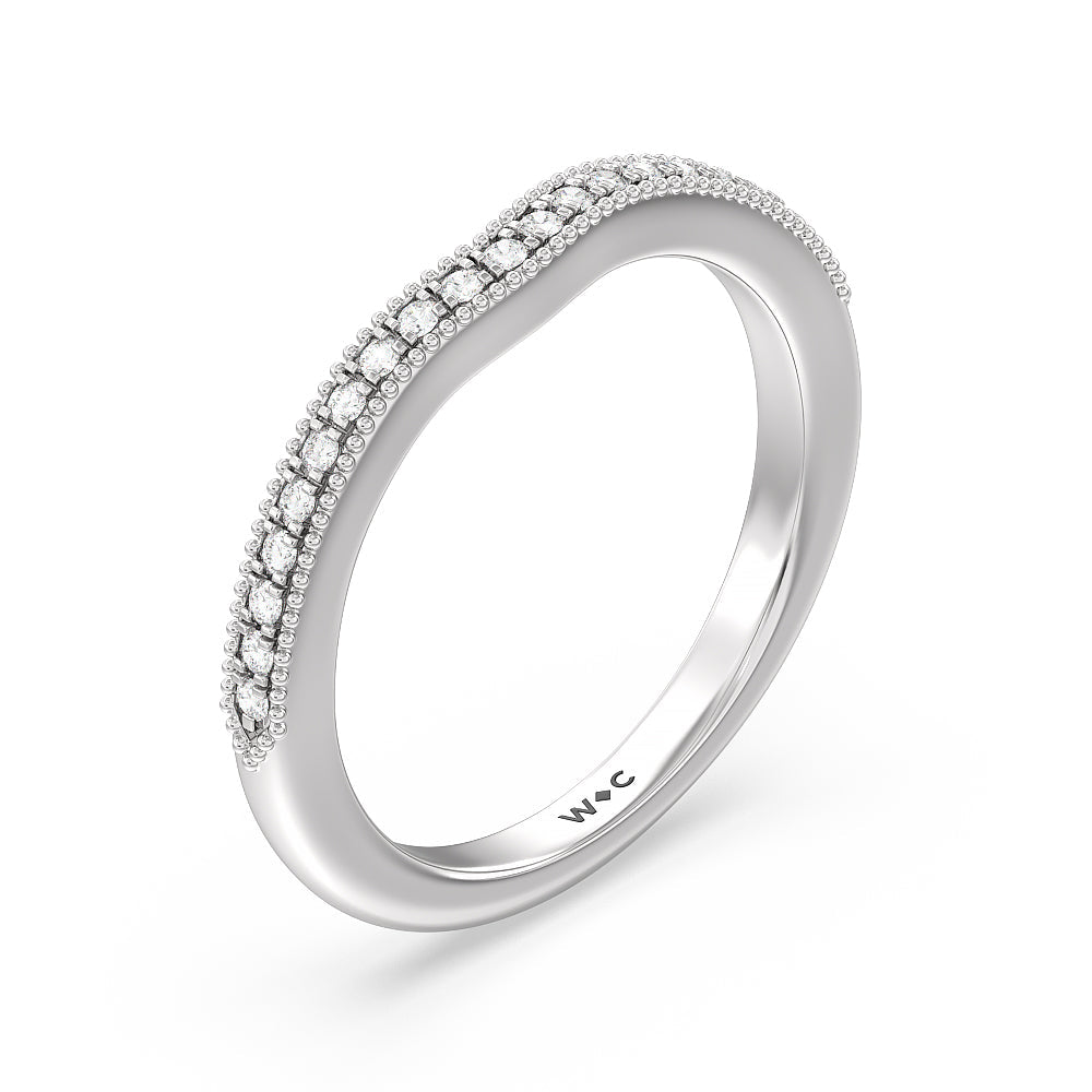 Something Blue Orchid Knife Edge Diamond Wedding Band with Platinum Cut Diamond in 14KT Platinum view 4
