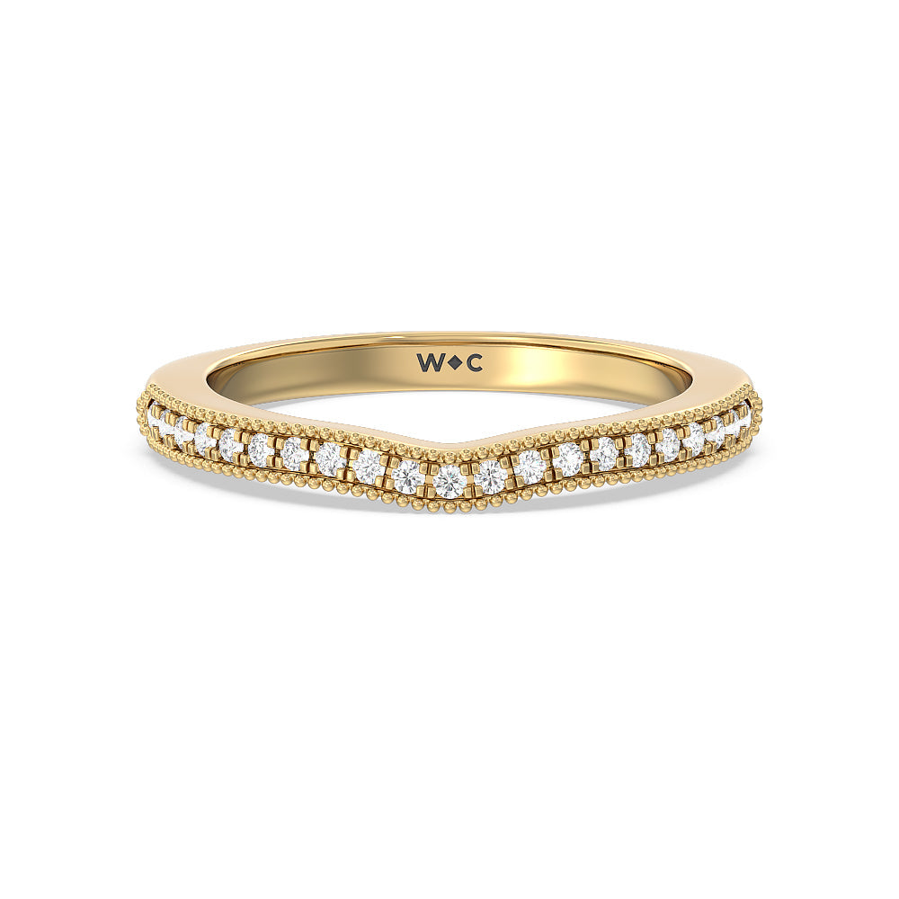 Something Blue Orchid Knife Edge Diamond Wedding Band with 18KT Yellow Gold Cut Diamond in 14KT Yellow Gold view 1
