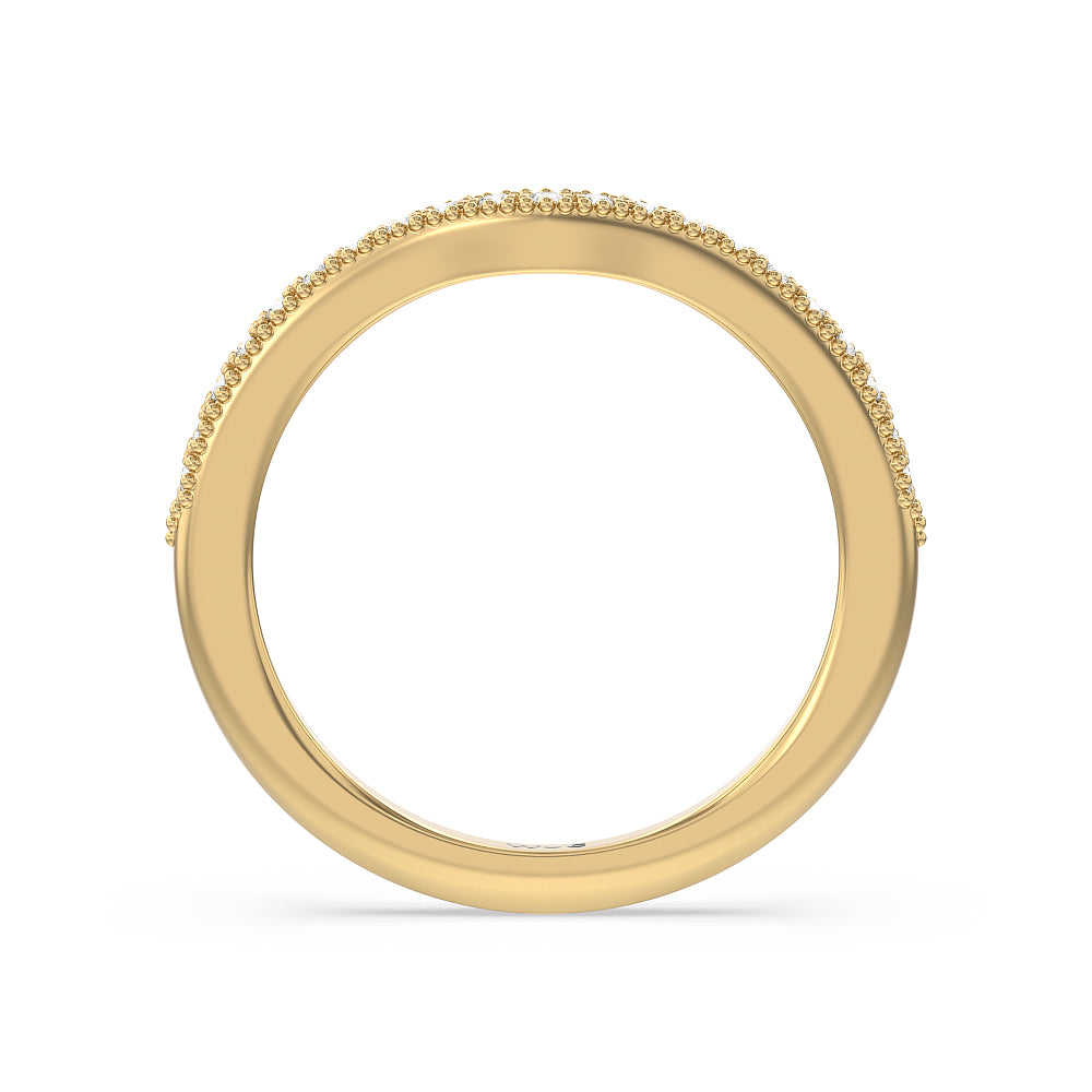 Something Blue Orchid Knife Edge Diamond Wedding Band with 18KT Yellow Gold Cut Diamond in 14KT Yellow Gold view 2
