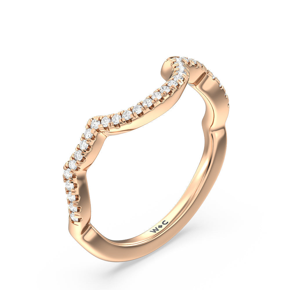 Double Halo Cross Diamond Wedding Band with 18KT Rose Gold Cut Diamond in 14KT Rose Gold view 4
