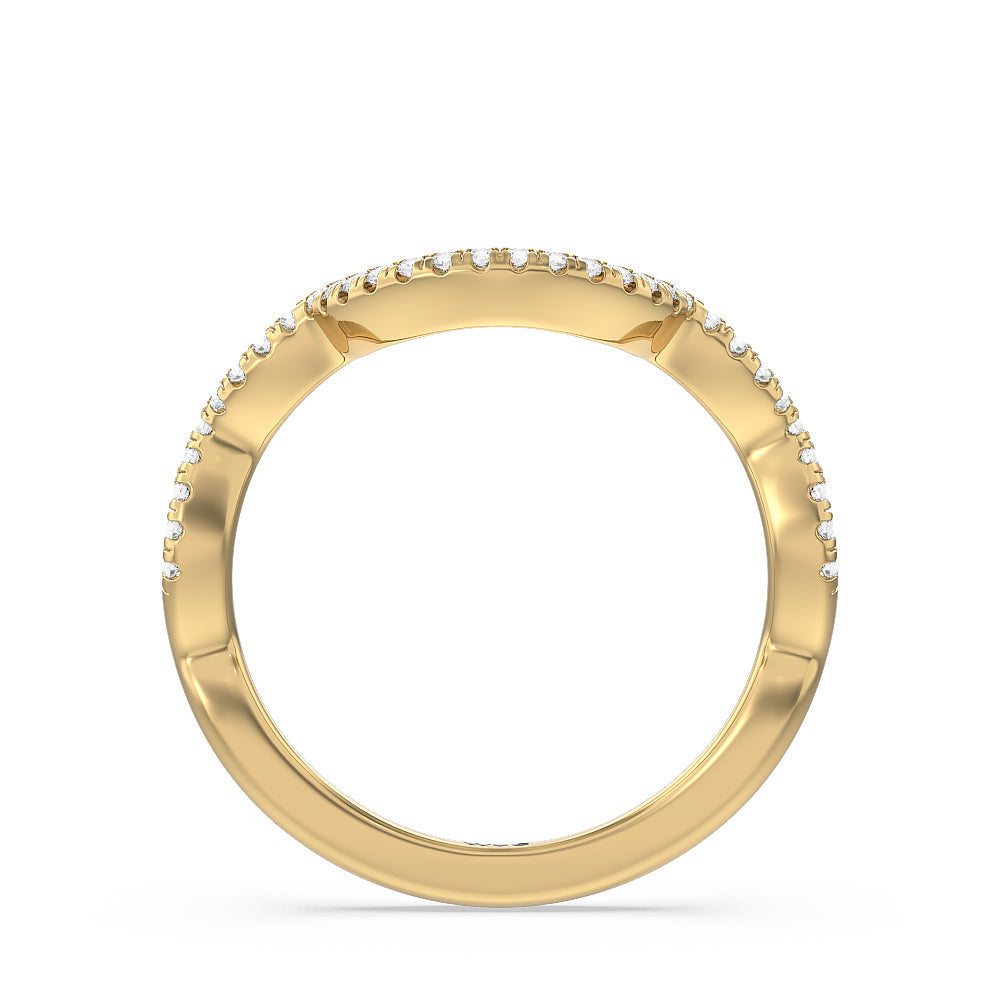 Double Halo Cross Diamond Wedding Band with 18KT Yellow Gold Cut Diamond in 14KT Yellow Gold view 2
