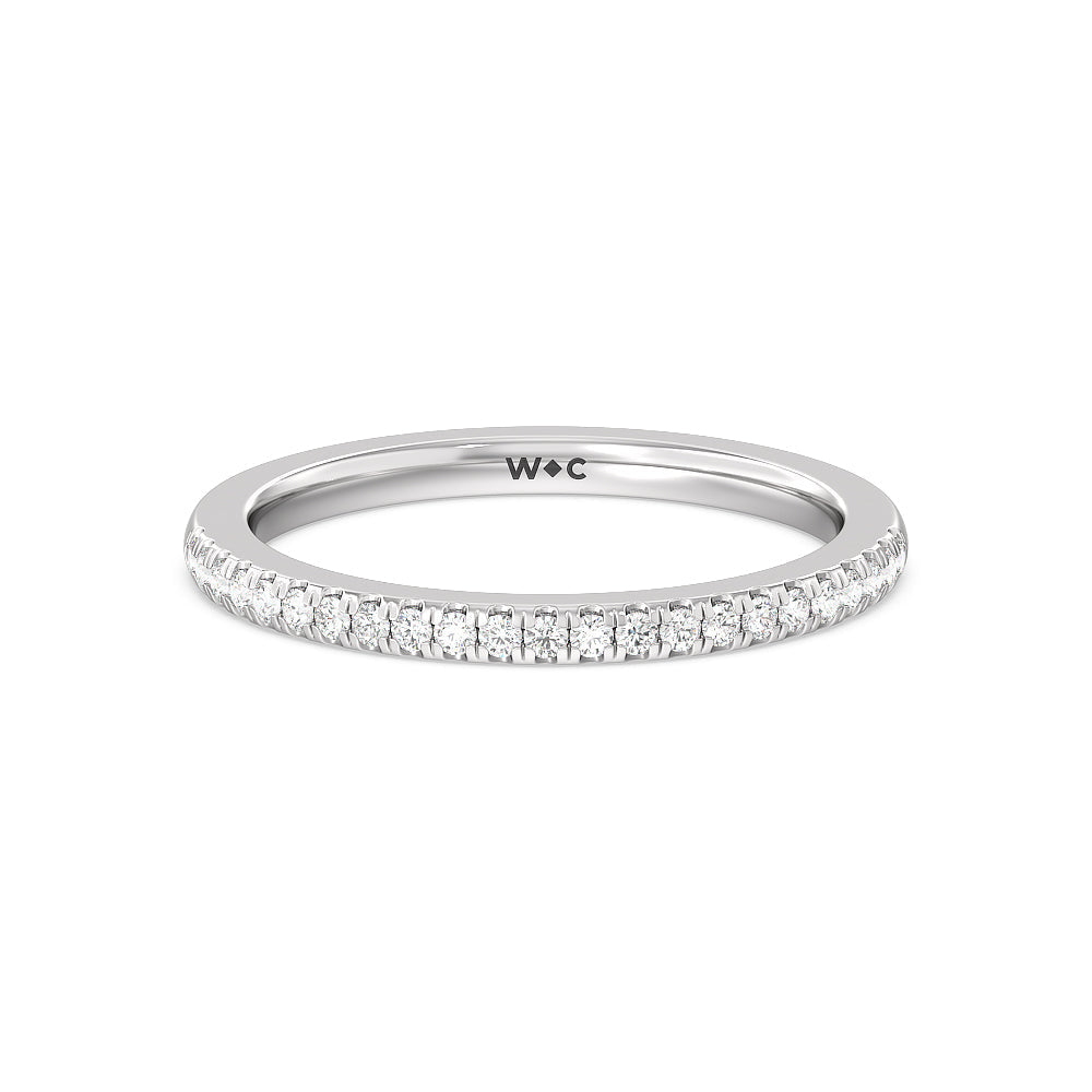 Modern Fine Line High Hidden Halo Solitaire Diamond Wedding Band with Platinum Cut Diamond in 14KT Platinum view 1
